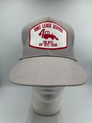 Vintage Burt Lease Service Hat Trucker Snapback Mesh Patch Gray Texas USA Made Foto 1 de 4