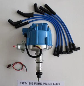 FORD Inline 6 Straight 6 cylinder 1977-86 300 HEI Distributor & Spark Plug Wires - Foto 1 di 3