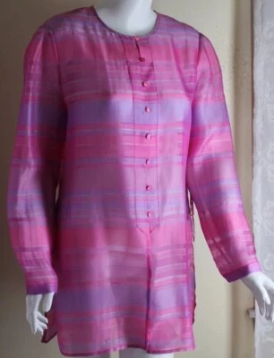 NWT Carlisle Sz 12 Fine Luxury Silk Feminine Pink Taffeta Long Jacket Topper L - Image 1 of 4