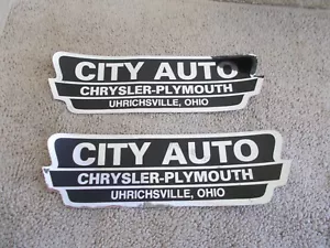 VGT NOS PAAR AUTOHAUS AUFKLEBER STICKER CHRYSLER ~ PLYMOUTH ~ CITY AUTO ~ OHIO - Bild 1 von 7