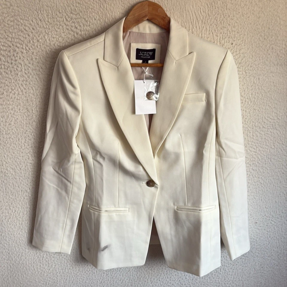 J. Blazer Crew Alexandra en sarga mezcla lana para mujer talla 2 blanco marfil Foto 1 de 4