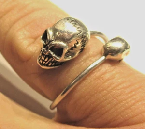 ANILLO CALAVERA ENVOLVENTE PLATA ESTERLINA TALLA Q - Imagen 1 de 2