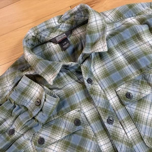 Outdoor Research Crony Flannel Button Up Shirt Mens Sz L Green Blue Plaid - Picture 1 of 9