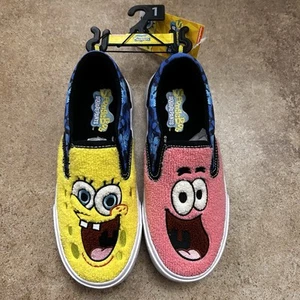 NWT Fleece Big Kids Sz 1 SpongeBob SquarePants & Patrick ground up slip on shoes - Picture 1 of 9