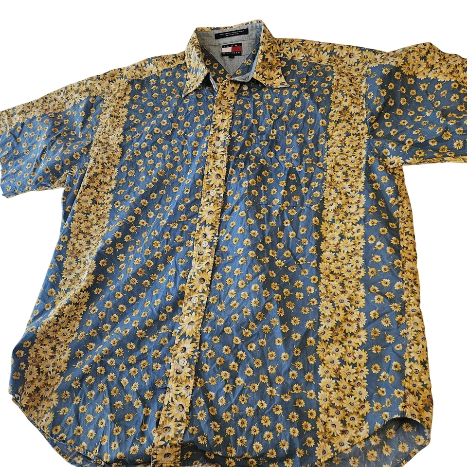 Camisa Tommy Hilfiger Para Hombre Grande Girasol Floral Abotonada Estilo Vintage Foto 1 de 4