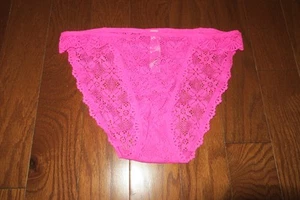 M ❤️ VICTORIA'S SECRET ❤️ BRAGAS BIKINI CUERDA ENCAJE CON VOLANTES ROSA SAN VALENTÍN SEXY - Imagen 1 de 5
