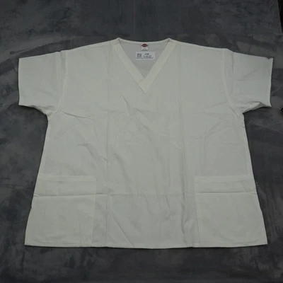 Dickies Shirts Mens 2XL White Scrubs Medical Uniform V Neck Short Sleeve Top - Image 1 of 4