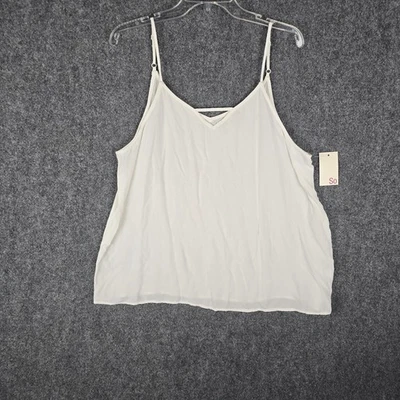 Women’s Large White Spaghetti Strap Cami Tank Top So Layering NWT Rayon - Image 1 of 4