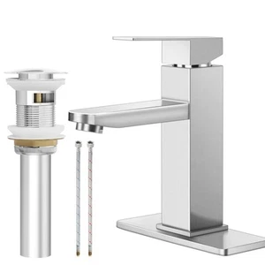 Brushed Nickel Bathroom Faucet, Stainless Steel Bathroom Sink Faucets with Br... - Picture 1 of 7