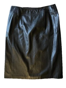 Vintage Kors By Michael Kors Black Leather Pencil Skirt- Knee Length Size 10 - Picture 1 of 3
