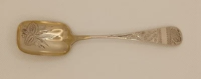 Pala de cuchara de mermelada de azúcar John Wanamaker estética de plata esterlina de 6" corte británico GW Foto 1 de 4