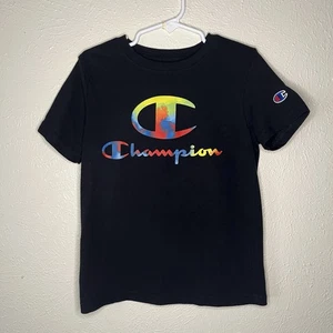 Schwarzes Champion Kurzarm T-Shirt Kinder Jungen Größe 6 Batik Logo - Bild 1 von 8