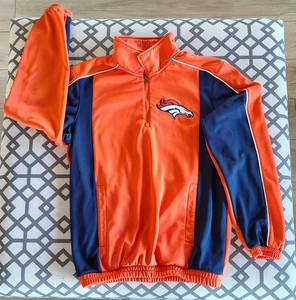 Denver Broncos Half-Zip Pullover Jacke S Orange & Navy NFL Fleece Polyester - Bild 1 von 10