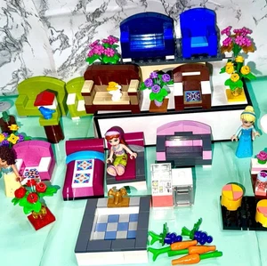 Built LEGO bedroom accessories flowers mini figure couch + more - Picture 1 of 4