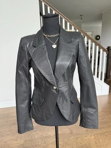 Boston Proper Women's Black Leather Jacket Size 2 - Picture 1 of 4