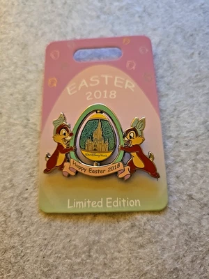 Prendedor giratorio 3D 2018 Disney Happy Easter WDW Chip & Dale LE 3000 NOC RARO Foto 1 de 3