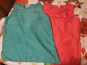 LOT OF 2 100% SUEDED SILK LIGHTWEIGHT SUMMER TANK TOPS MULTICOLOR SIZE XS