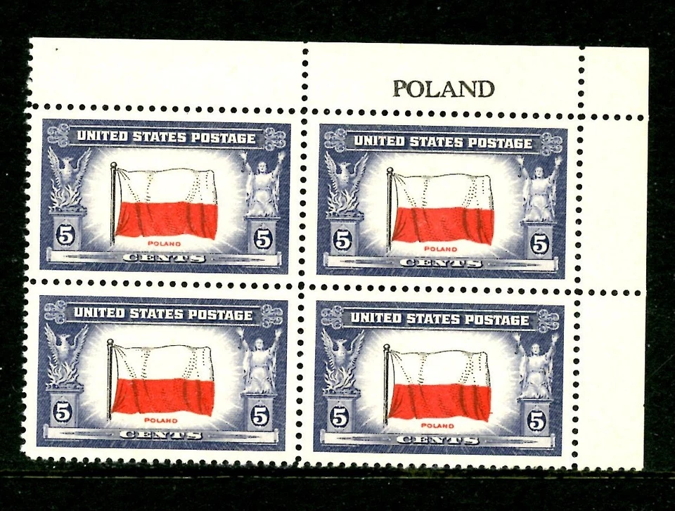 US 909, 1943 5c POLAND,  PBOF4, MNH (US1994) - Image 1 of 1