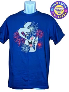 CAMISETA PATRIÓTICA UNISEX DE ESTADOS UNIDOS. PORT & CO. STAR STRICK TRIX CONEJO. Talla S&L. Nuevo - Imagen 1 de 8