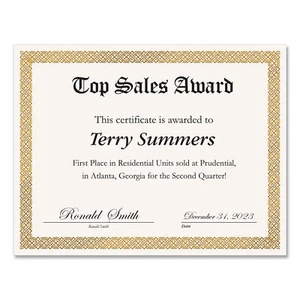 Great Papers! Foil Border Certificates, 8.5 x 11, Ivory/Gold, Braided, 15/Pack - Picture 1 of 4