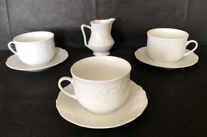 3 bols grandes tasses avec sous-tasses déjeuner Limoges + Crémier Pot A Lait - Imagen 1 de 21