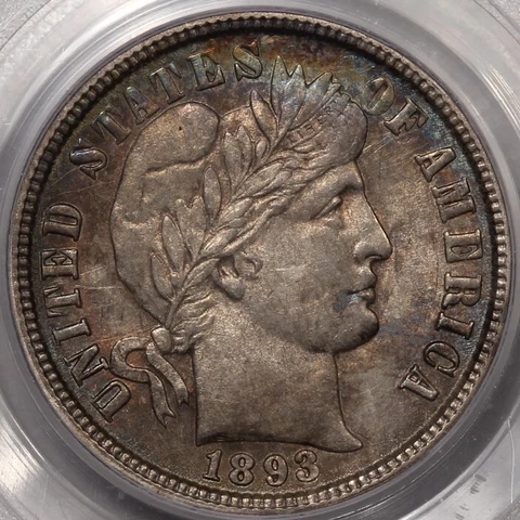 1893-O Barber Dime PCGS & CAC AU-58 - Pop 7 at CAC! Cover
