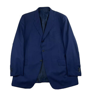 D'Avenza Solid Blue Pure Wool Handmade Mens Blazer Size 48R NWOT