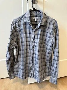 Large Men's Peter Millar Blue and Grey Long Sleeved Collar Button up Nice Shirt - Picture 1 of 2