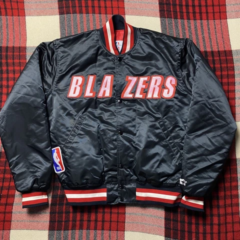 Vintage STARTER NBA Portland Trail Blazers 90’s Satin Jacket Mens Medium Cover