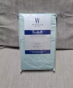Set of 2 Pillowcases Wamsutta PimaCott 500 TC AQUA *New! - Picture 1 of 2