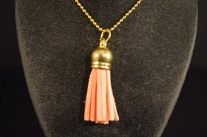 PEACH TASSEL  PENDANT - NECKLACE Fashion Jewelry BRAND NEW Bead Chain USA SELLER - Picture 1 of 4