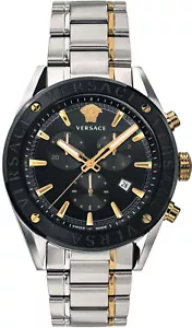 Versace VEHB00619 V-Chrono schwarz silber gold Edelstahl Herren Uhr NEU - Bild 1 von 9