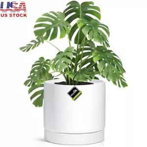 Ceramic Plant Pot W/ Drainage Hole Saucer Indoor Outdoor Use Flowers Trees New - Picture 1 of 7