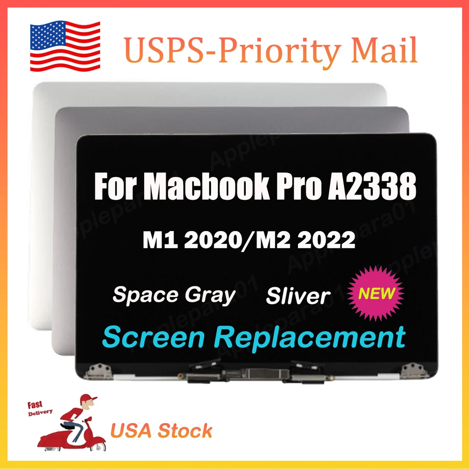 For Macbook Pro 13.3" A2338 2020 M1 LCD Display Screen Replacement Sliver Gray - Image 1 of 4