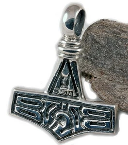 925 Silber  Wikinger Thorhammer Replikat Fund Gotland Thors Hammer + Lederschnur - Bild 1 von 2