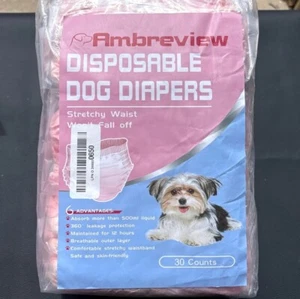 Disposable Dog Diapers 30 Pack Medium Stretchy Waist Comfortable - FREE SHIPPING - Picture 1 of 4