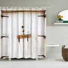 Retro Door Shower Curtain Waterproof Bathroom Bathtub Curtains And 12 Hooks Decor