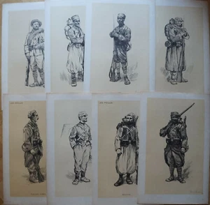 Lot 8 Litho The French Soldiers 1915 - Signed LEVEN & LEMONNIER - Picture 1 of 10