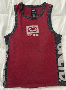 Y2K Ecko Unltd Sleeveless Graphic Muscle Shirt Red Men's Small Tank Top Tee - Picture 1 of 10