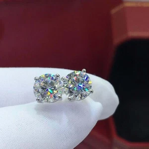 Orecchini donna argento sterling tondi vera moissanite con certificato - Foto 1 di 4