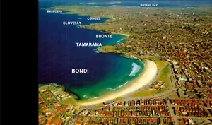 Sydney Aerial View Bondi Bronte Coogee Maroubra Postcard Vintage 80s Old Card - Picture 1 of 2
