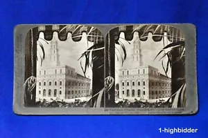 1904 Nauvoo Illinois SUD Templo Mormón a través de estereoscopio Estereocard Underwood - Imagen 1 de 2