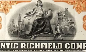 Vintage 1960s Atlantic Richfield Stock Certificate, Orange, Oil Americana, ARCO! - Picture 1 of 5