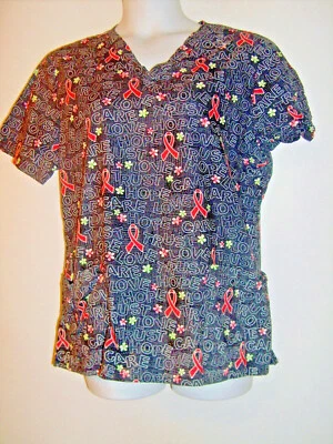 Blusa Médica Dickies Talla XL Negra Concientización sobre el Cáncer de Mama Foto 1 de 3