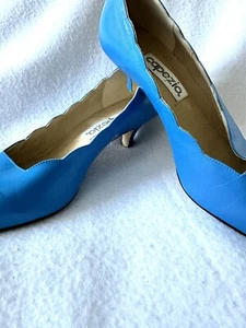 Capezio Blue Heels 9 M Dance Shoes Scalloped Vintage 1950s 1960s - Picture 1 of 15