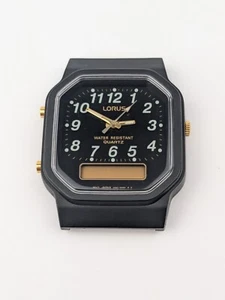 Vtg NEW OLD STOCK Lorus Ana-Digi Watch V041-5020 Rare 31mm Mens Black - Picture 1 of 7