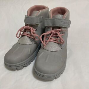 Carters Grey Pink Sparkly Ankle Booties Size 3M Kids
