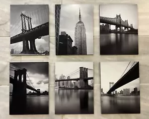 IKEA gronby Brooklyn Bridge NYC Black White Pictures Set of 6 - Picture 1 of 9