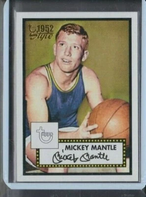 MICKEY MANTLE '05-06 TOPPS '52 STYLE HIS 1ST BASKETBALL CARD-GRAB THIS COOL CARD - Image 1 of 4