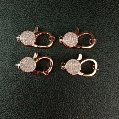 lobster clasp 20x32mm 18k gold Filled cubic zirconia micro pave heart clasp - Image 1 of 3